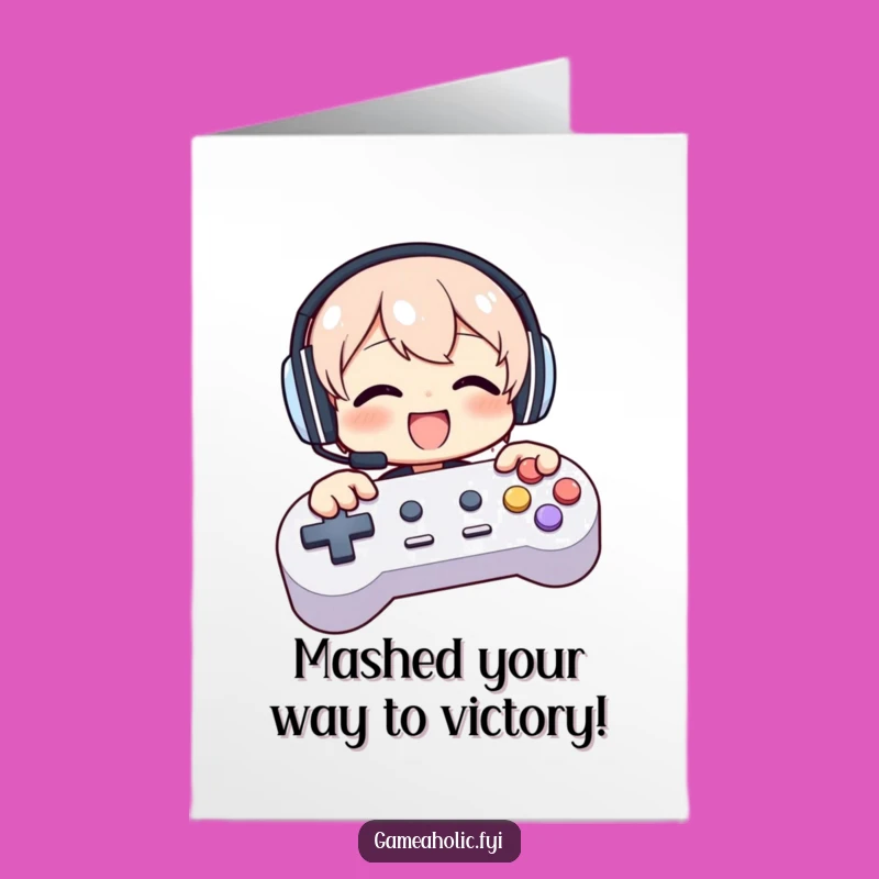 Free Printable Congrats Card: Gamer Victory Controller Mash Digital Download