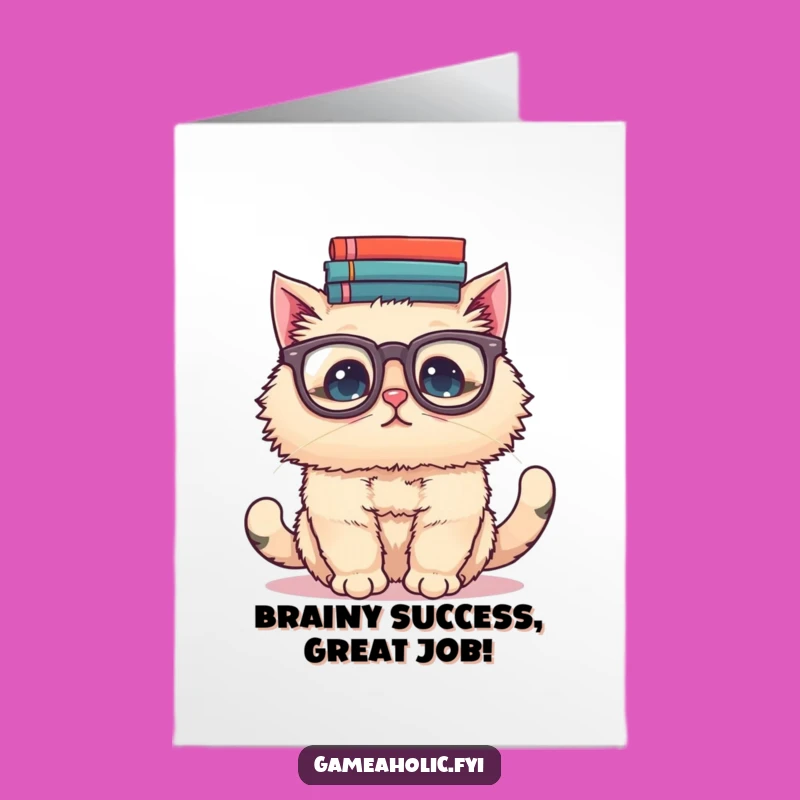 Free Printable Congrats Card: Scholarly Cat's Triumph - Celebrate Smarts!