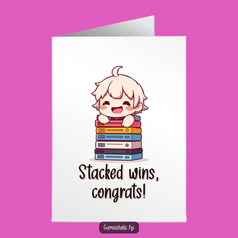 Free Printable Gamer Congrats Card: Game Stack Achievement Funny Downloadable