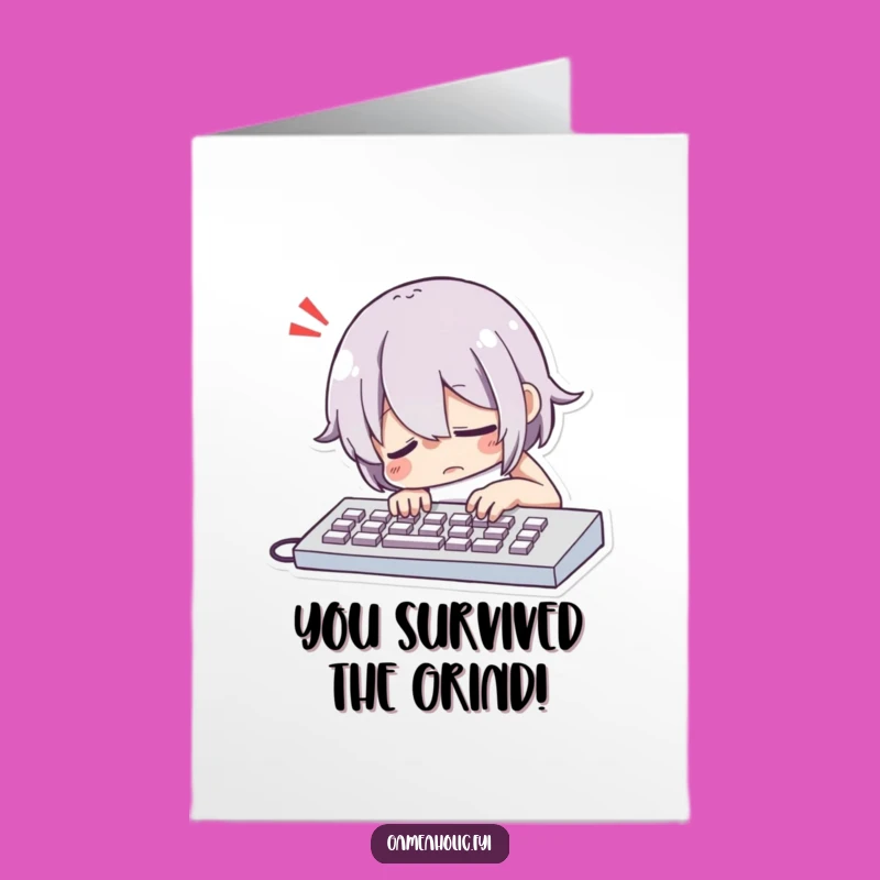 Free Printable Keyboard Slump Congrats Card: Funny Sigh Downloadable Gift