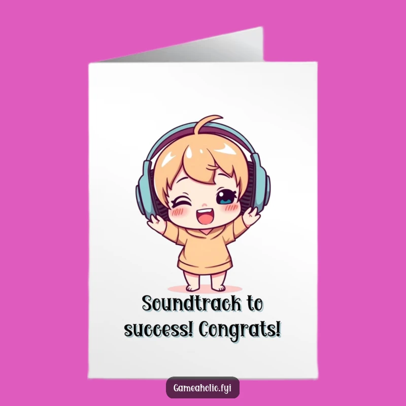 Free Printable Congrats Card: Music Triumph Headphone Downloadable