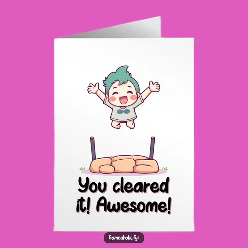 Congrats Free Printable Card: Leaping Character - You Jumped It! Downloadable!