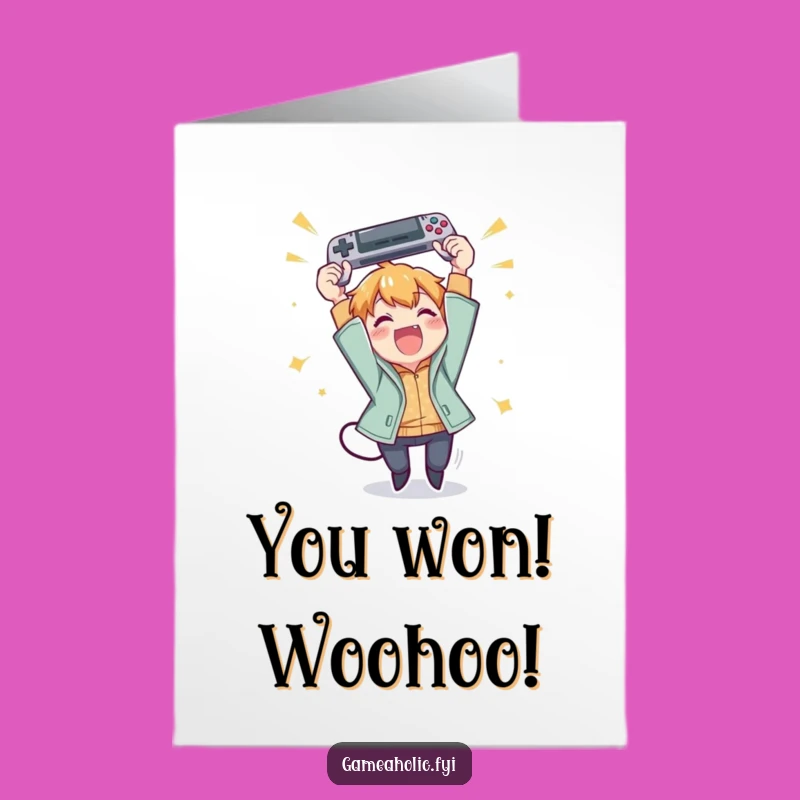 Congrats Free Printable Card: Gamer Character - You Won! Downloadable Fun!