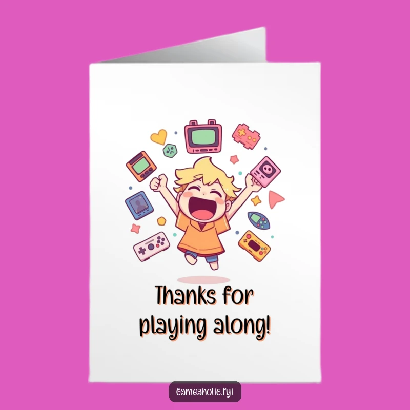 Free Printable Gamer Thank You Card: Grateful Cheers, Game Icons, Downloadable Gift