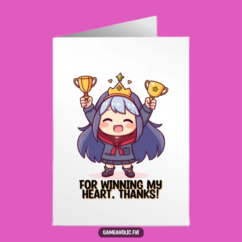 Free Printable Thank You Card: Trophy Winner Character, Funny Downloadable Gift