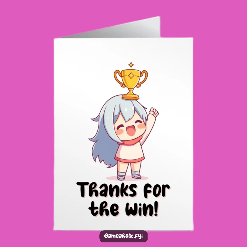 Free Printable Trophy Thank You Card: Grateful Win, Golden Award, Downloadable Gift