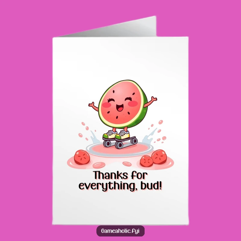 Free Printable Thank You Card: Watermelon Rolls with Thanks - Funny Downloadable Gesture!