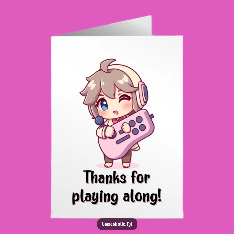 Free Printable Thank You Card: Winking Gamer, Express Gratitude with Playful Style