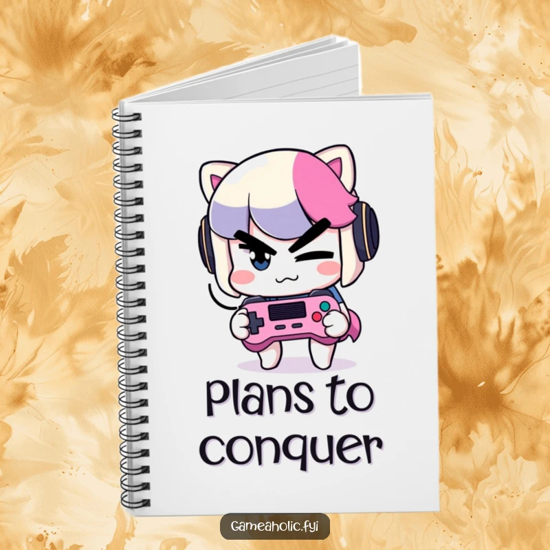 Funny Winking Gamer Notebook: A ruled notebook with a cover featuring a mischievous character winking slyly while holding a game controller.