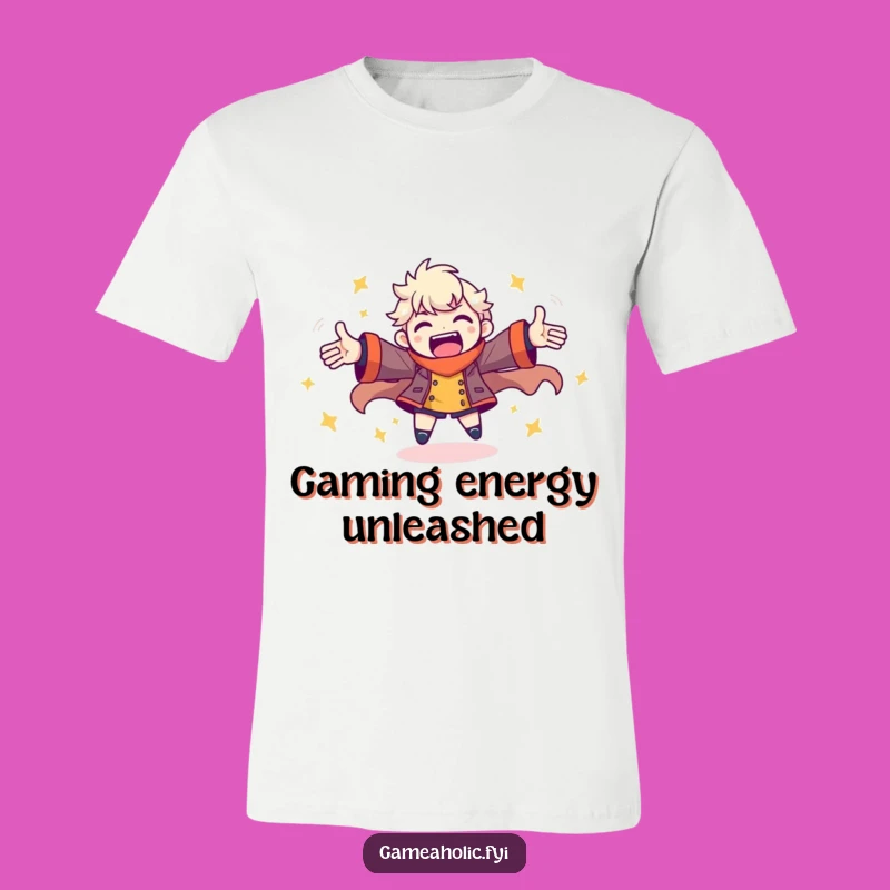 Funny Gamer Energy Tee: Spinning Joyful Pose Shirt for Players