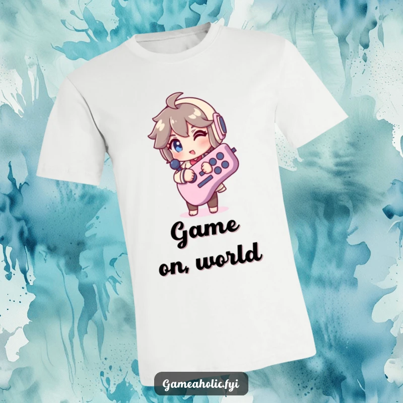 Funny T-Shirt: A character winks while clutching a huge, retro joystick, embodying the fun and excitement of classic video games.