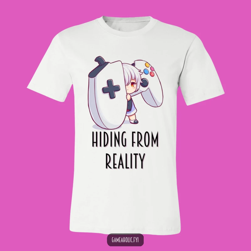 Funny Gamer Tee: Playful Hiding Controller Shirt for Gaming Fans