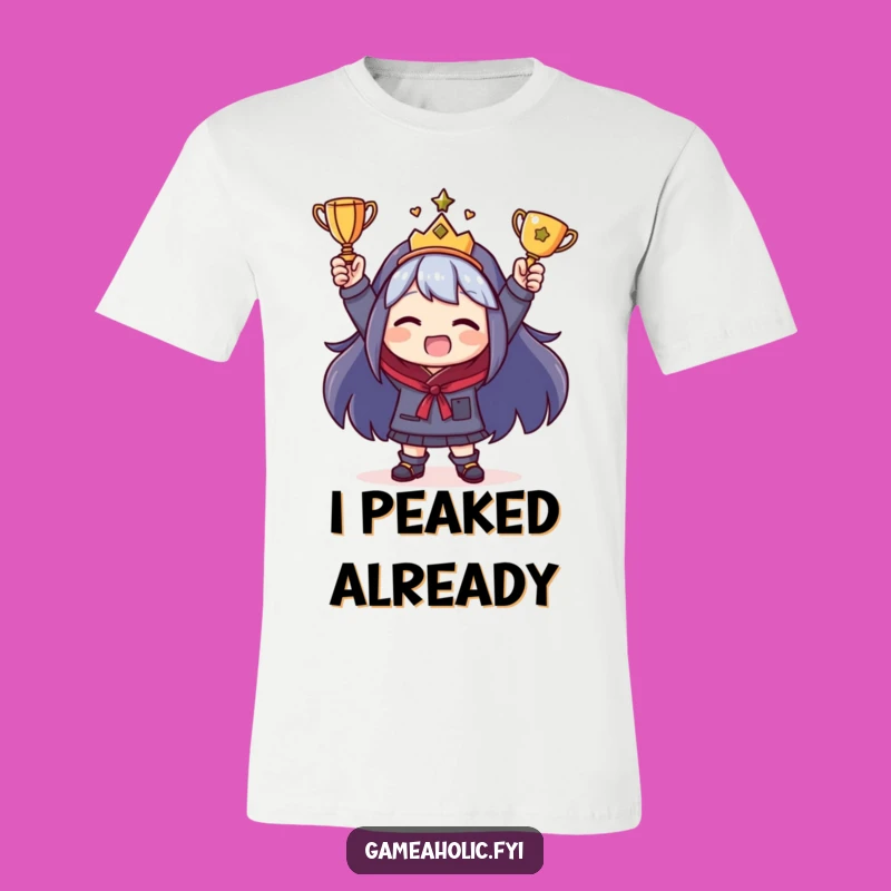 Funny Winner T-Shirt: Character's Tiny Trophy Triumph - The Ultimate Funny Gift!