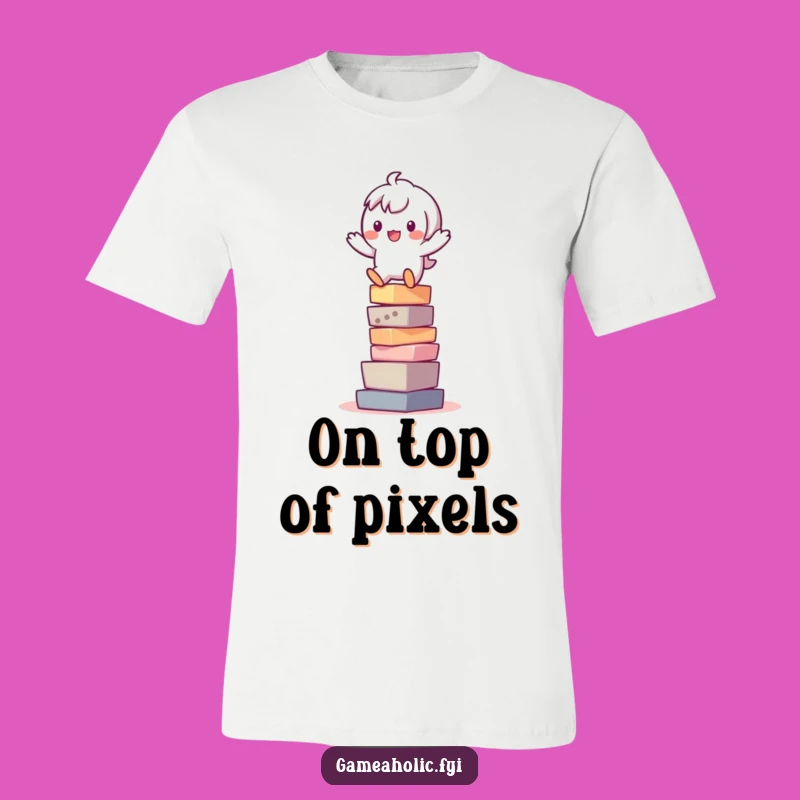 Funny Pixel Stacker T-Shirt: Playful Character Tee Gift