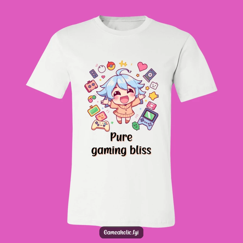 Funny Gamer T-Shirt: Happy Character Excitement, Game Icons, Wear Your Joy