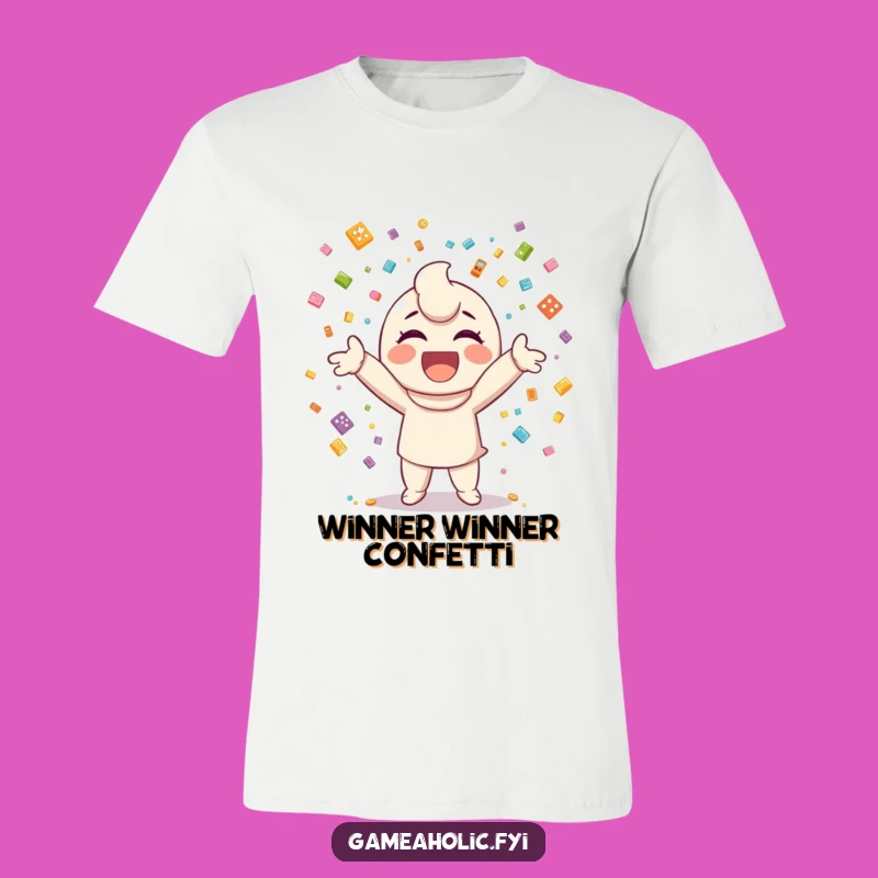 Funny Gamer Confetti T-Shirt: Celebrate Wins with Pixel Icon Joy Gift