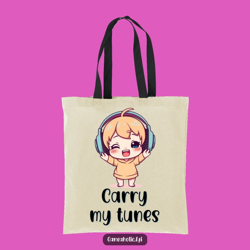 Funny Music Fan Tote Bag: Delighted Character Carry-All Gift