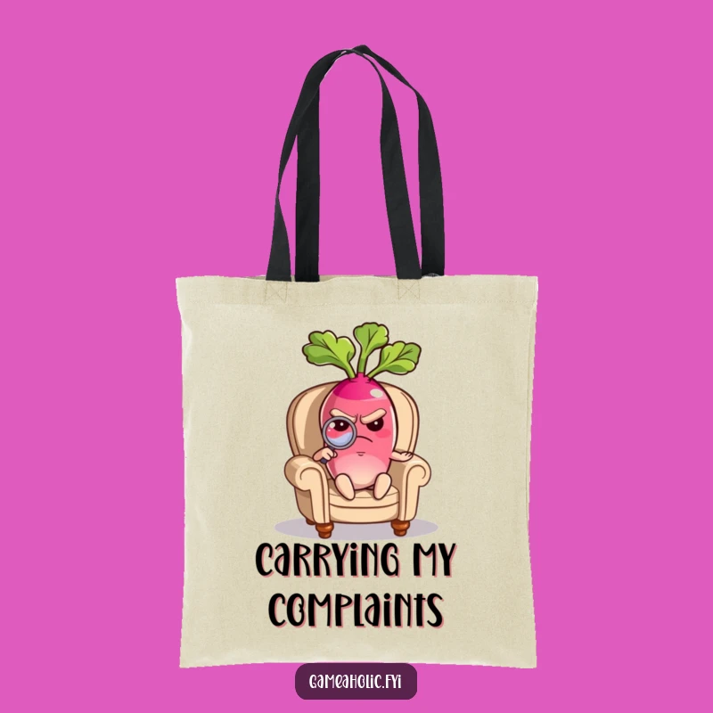 Funny Grumpy Radish Tote Bag: Carry Your Mood with Veggie Sass, Unique Gift!