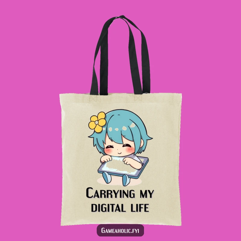 Funny Tote Bag: Happy Tablet Tapper, Chic & Hilarious Accessory, Perfect Funny Gift