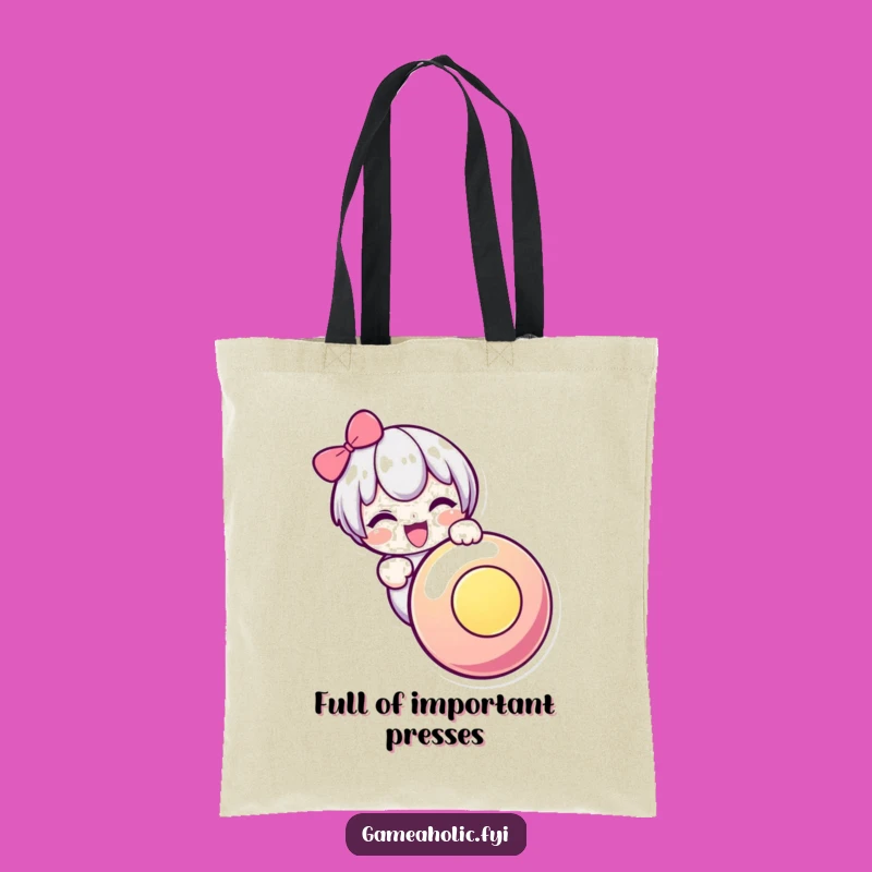 Funny Button Lover Tote Bag: Cute Character Carry-All Gift